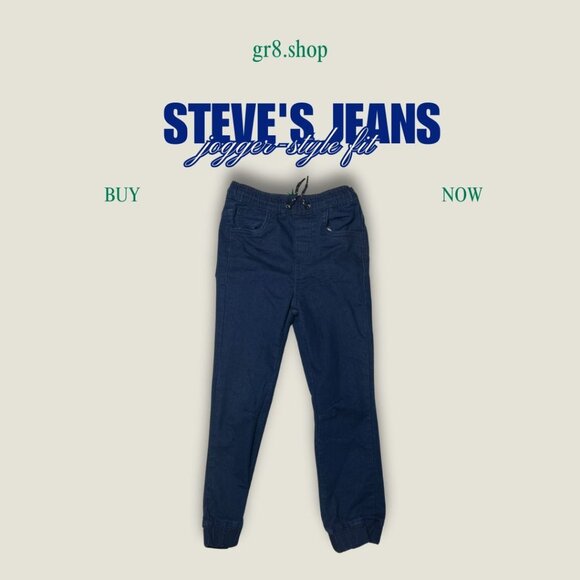 Steves Jeans Jogger-Style Fit Navy Blue Size 6(L) Elastic Waist Cotton Blend Kid - Picture 1 of 4